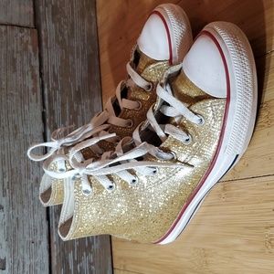 Converse Hightop Sneakers Glitter Gold Junior Size 3